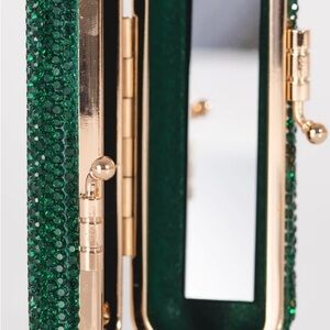 Glitz and glam Green and Gold Rhinestone Clutch